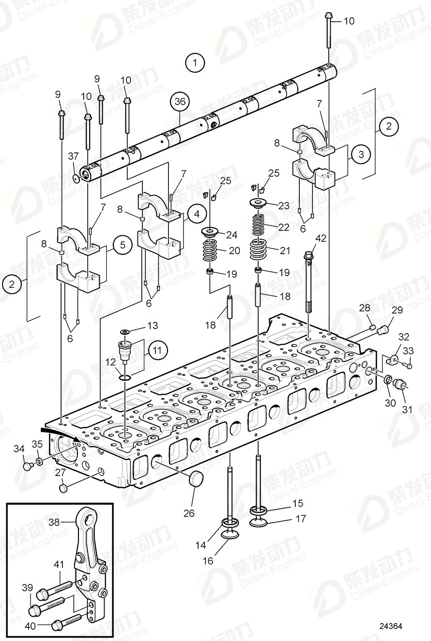 VOLVO Bearing housing, rear 3184012 Drawing